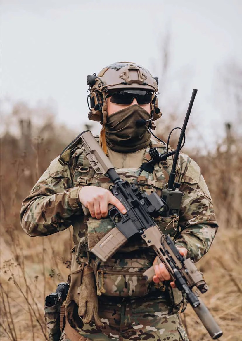 Operator in full personal protective equipment